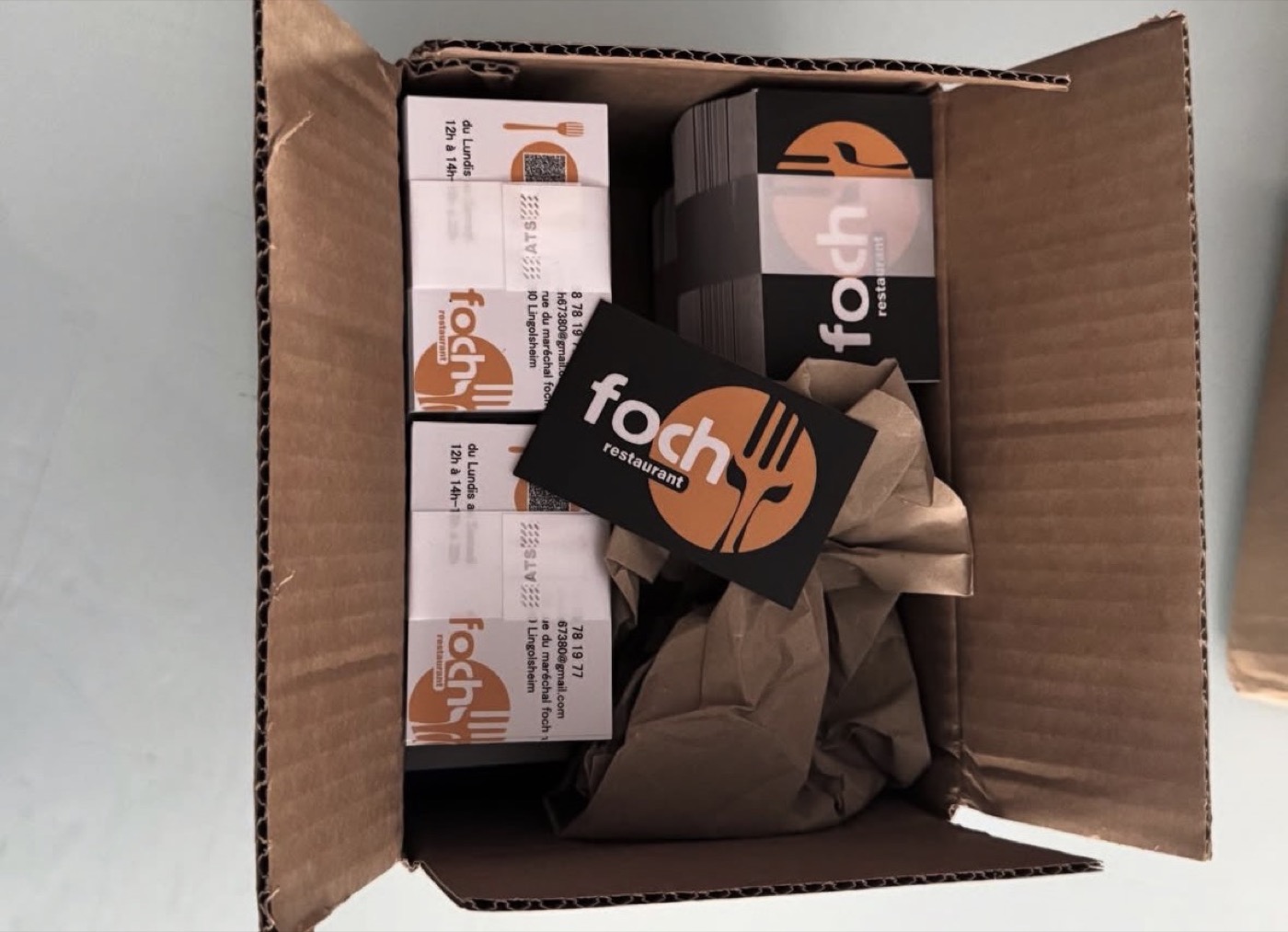 Cartes de visite imprimées — client Foch