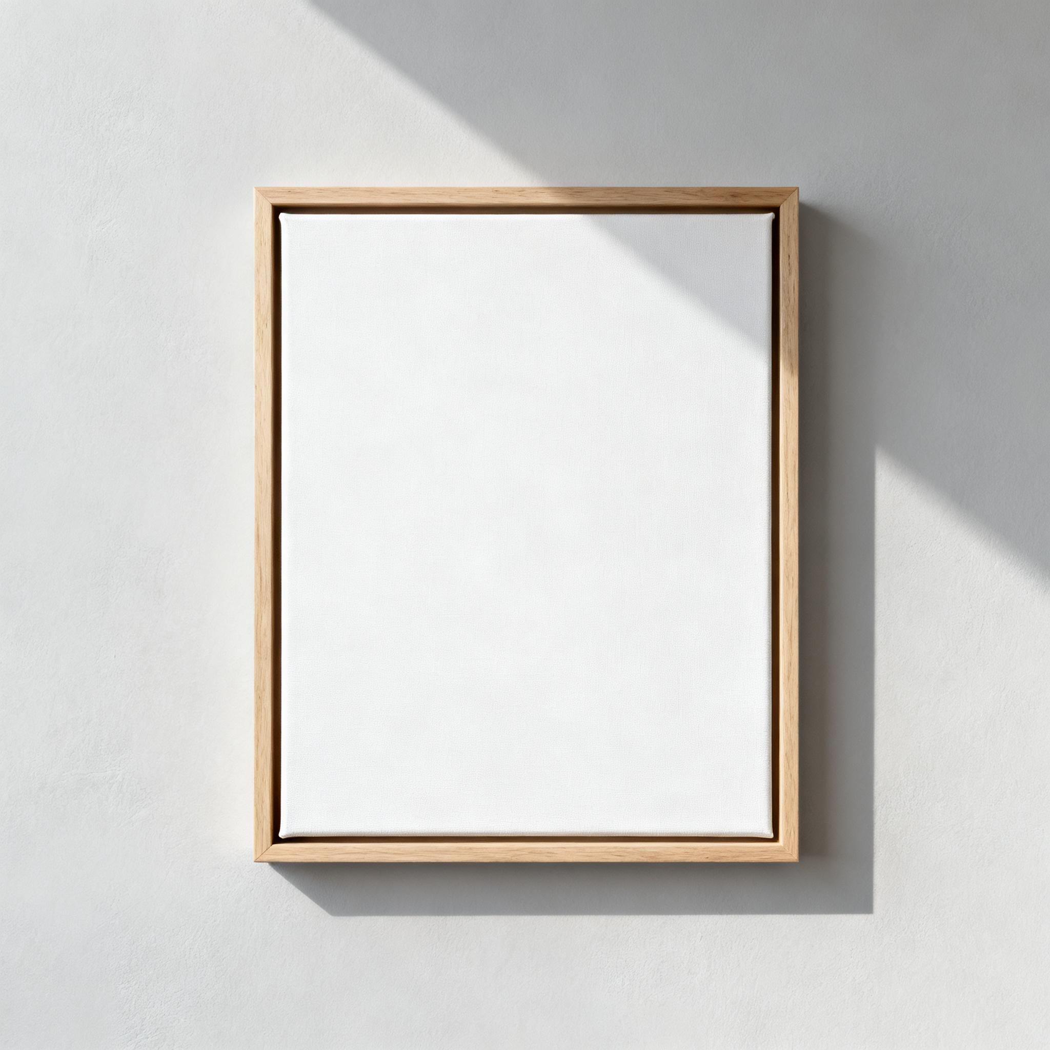 Toile 30 × 40 cm — Scène par défaut — toile vierge cadre bois, mur clair